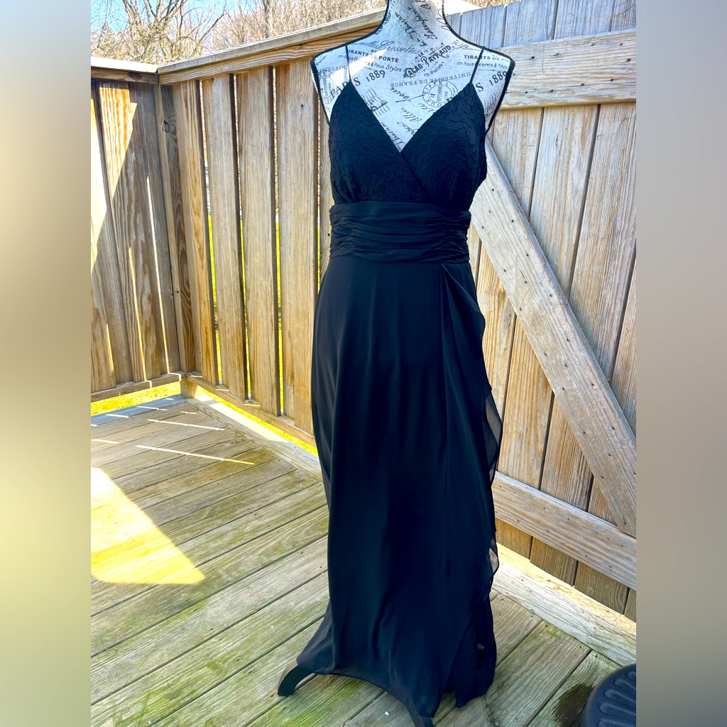 Jessica Howard Vintage Elegant Black Evening Prom Gown With Tuxedo Waist Size 6